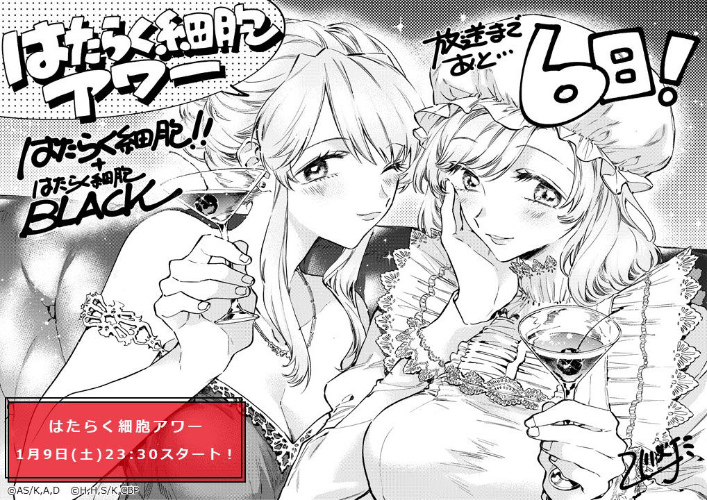 《工作細胞BLACK》官方的動畫播放倒數 6 日宣傳圖